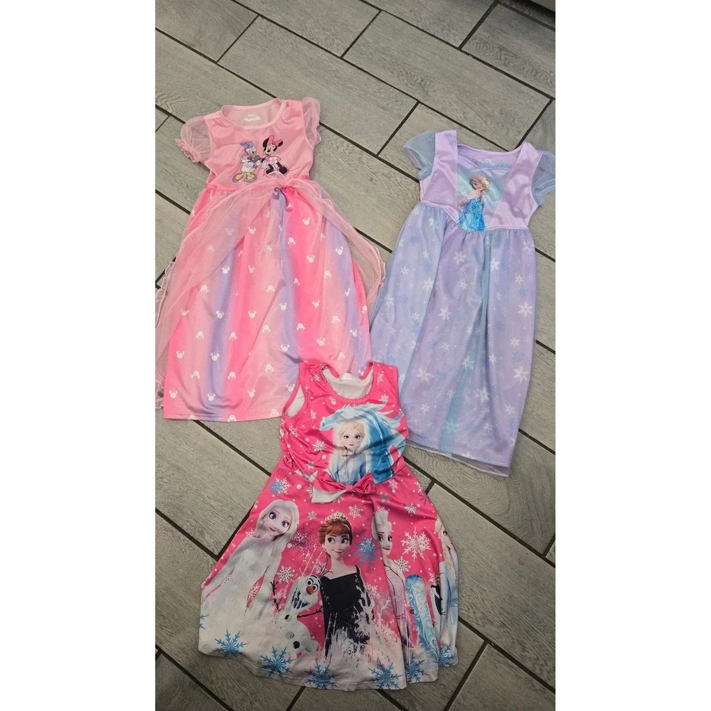 Disney Frozen Elsa Anna Minnie Mouse Nightgown Dress Lot 3pc Girls Size 6 6X 120